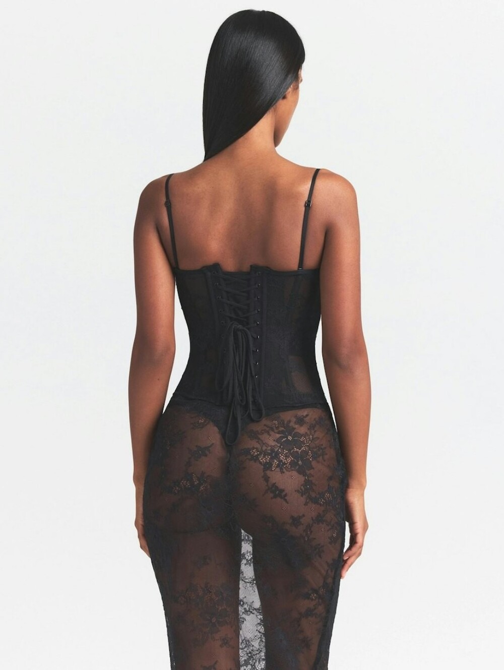 SKIMS Ultra Fine Lace Strapless Corset Long Dress DS-DRS-6472 Size MEDIUM - Picture 2 of 7